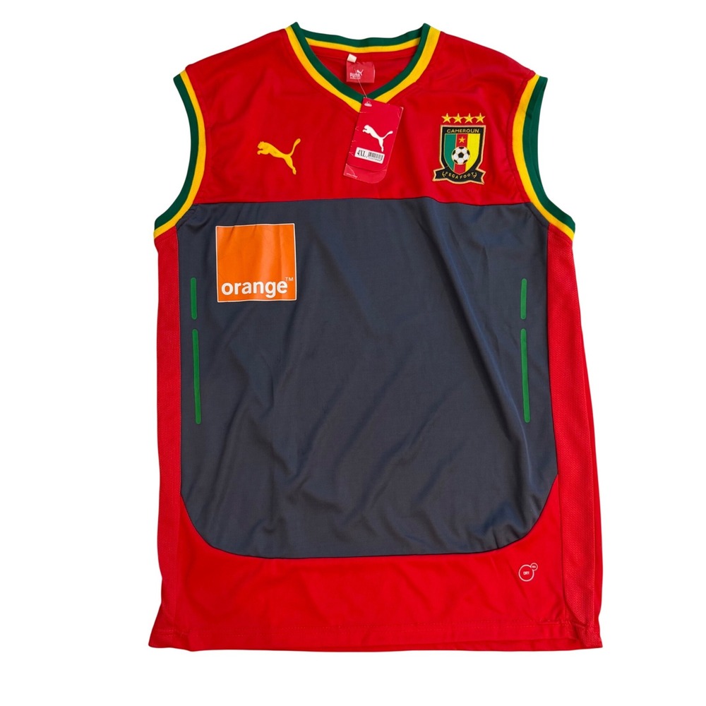 Puma Cameroon Vtg Soccer Training Jersey Mens 4XL Red Sleeveless FECAFOOT NWT